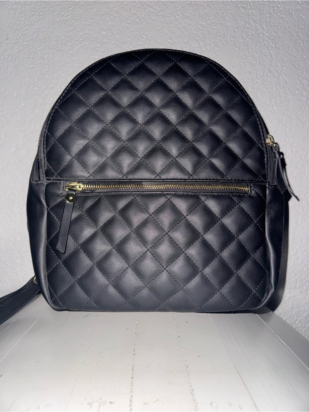 Liz Claiborne Quilted Black Backpack with Gold Hardware